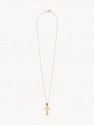 Chloe Alphabet With Pendant Ketten Gold | CHE-SR14336