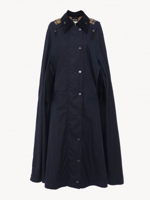 Chloe Barbour For "Hadrien" Long Cape Jacken Navy | CHE-SR13779