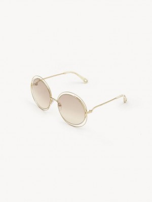 Chloe Carlina Petite Sonnenbrille Gold Beige | CHE-SR14544