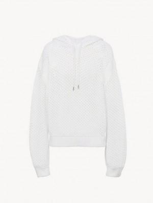 Chloe Crochet Hoodie Strickwaren Weiß | CHE-SR13935