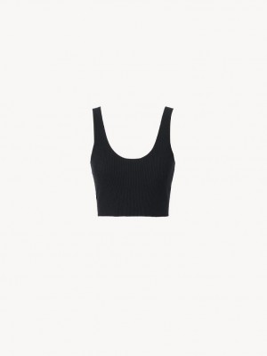 Chloe Cropped Tank Oberteile Schwarz | CHE-SR13871