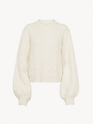 Chloe Generous Cable-knit Strickwaren Weiß | CHE-SR13956