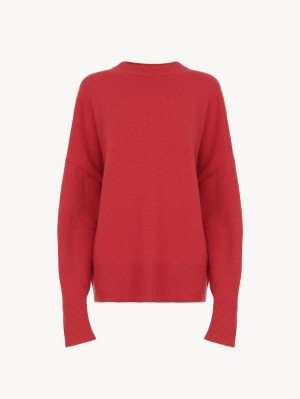 Chloe Generous Crew-neck Strickwaren Rosa | CHE-SR13954