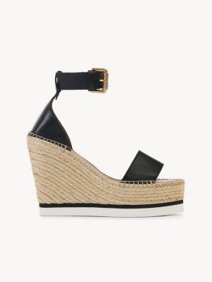 Chloe Glyn Espadrilles Wedge Schwarz | CHE-SR14839