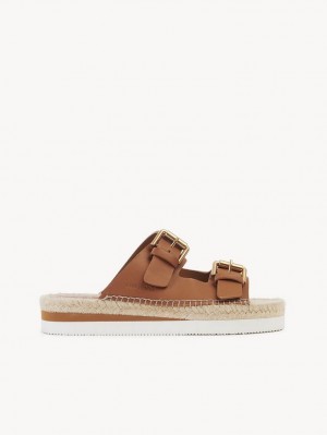 Chloe Glyn Plattform Espadrilles Sandalen Braun | CHE-SR14832