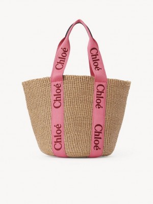 Chloe Large Woody Basket Tragetaschen Rosa Rot | CHE-SR13299