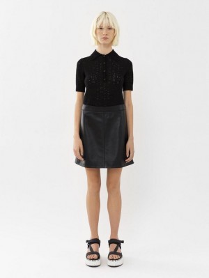 Chloe Mini Skirt Leather Schwarz | CHE-SR14112