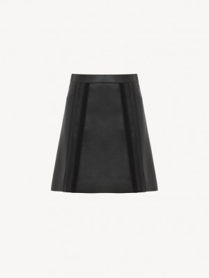 Chloe Mini Skirt Leather Schwarz | CHE-SR14120