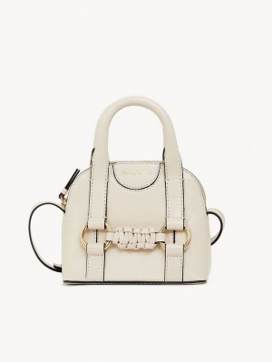 Chloe Saddie Micro Double Handle Schultertaschen Beige | CHE-SR14621