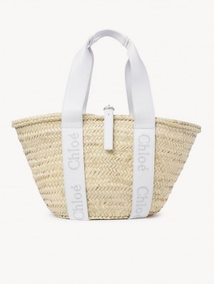 Chloe Sense Medium Basket Tragetaschen Weiß | CHE-SR13381