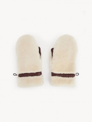 Chloe Shearling Mittens Hüte Beige Braun | CHE-SR14467