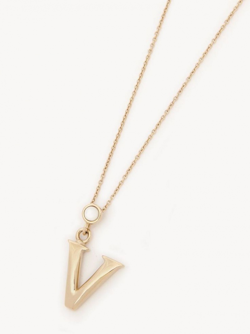 Chloe Alphabet With Pendant Ketten Gold | CHE-SR14334