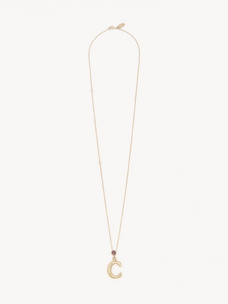 Chloe Alphabet With Pendant Ketten Gold | CHE-SR14353