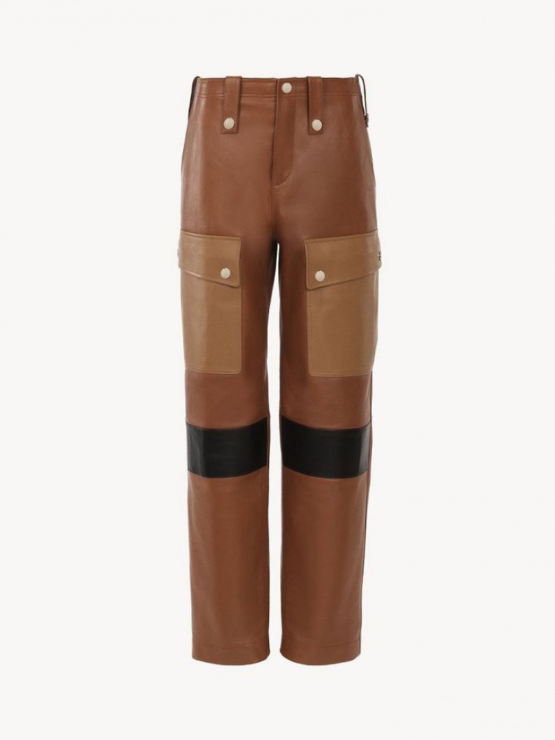 Chloe Cargo Pants Leather Mehrfarbig Braun | CHE-SR14110