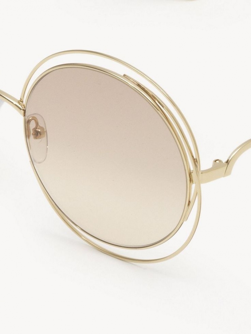 Chloe Carlina Petite Sonnenbrille Gold Beige | CHE-SR14544