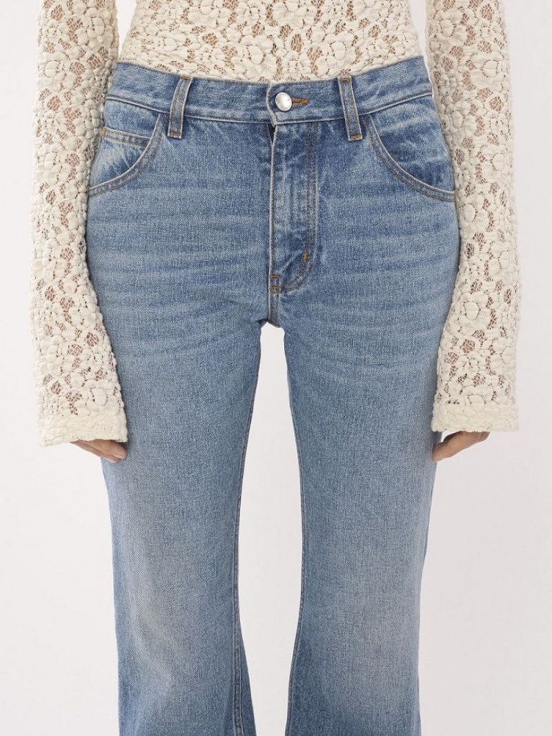 Chloe Cropped Gerade Jeans Blau | CHE-SR14017