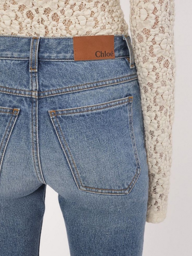 Chloe Cropped Gerade Jeans Blau | CHE-SR14017