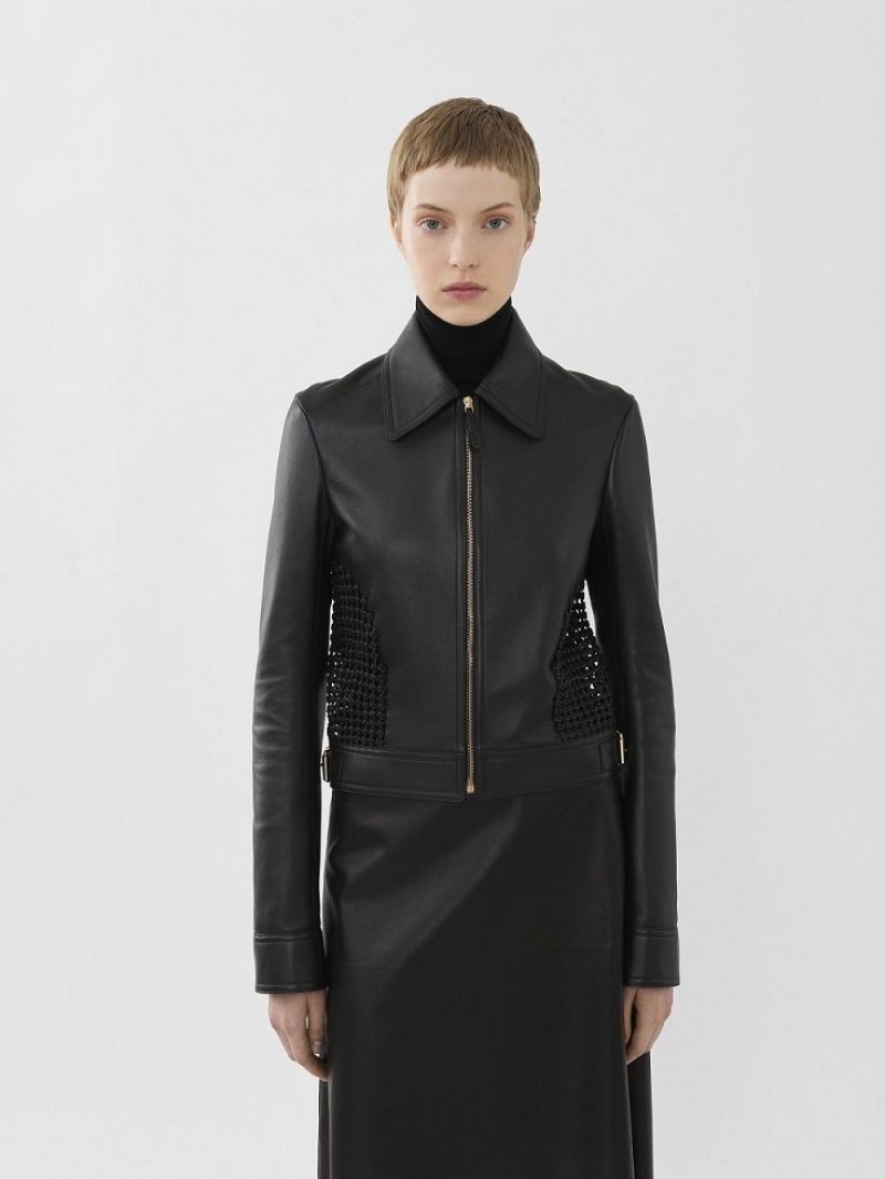 Chloe Cropped Jacket Leather Schwarz | CHE-SR14113