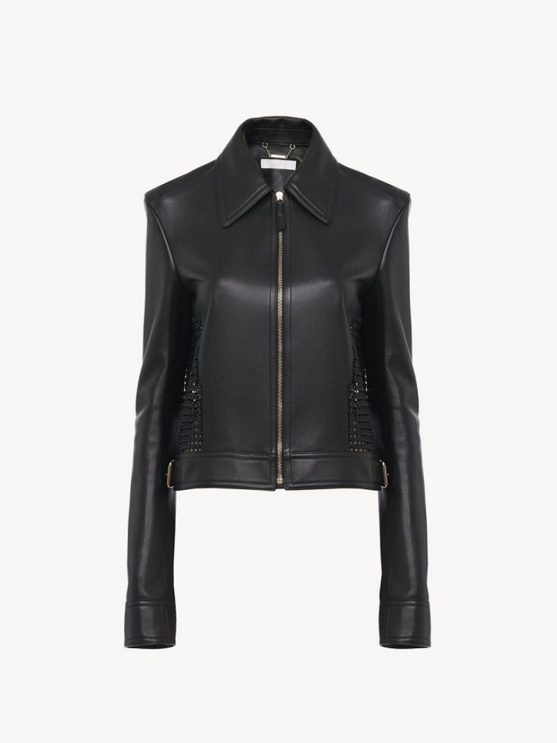 Chloe Cropped Jacket Leather Schwarz | CHE-SR14113