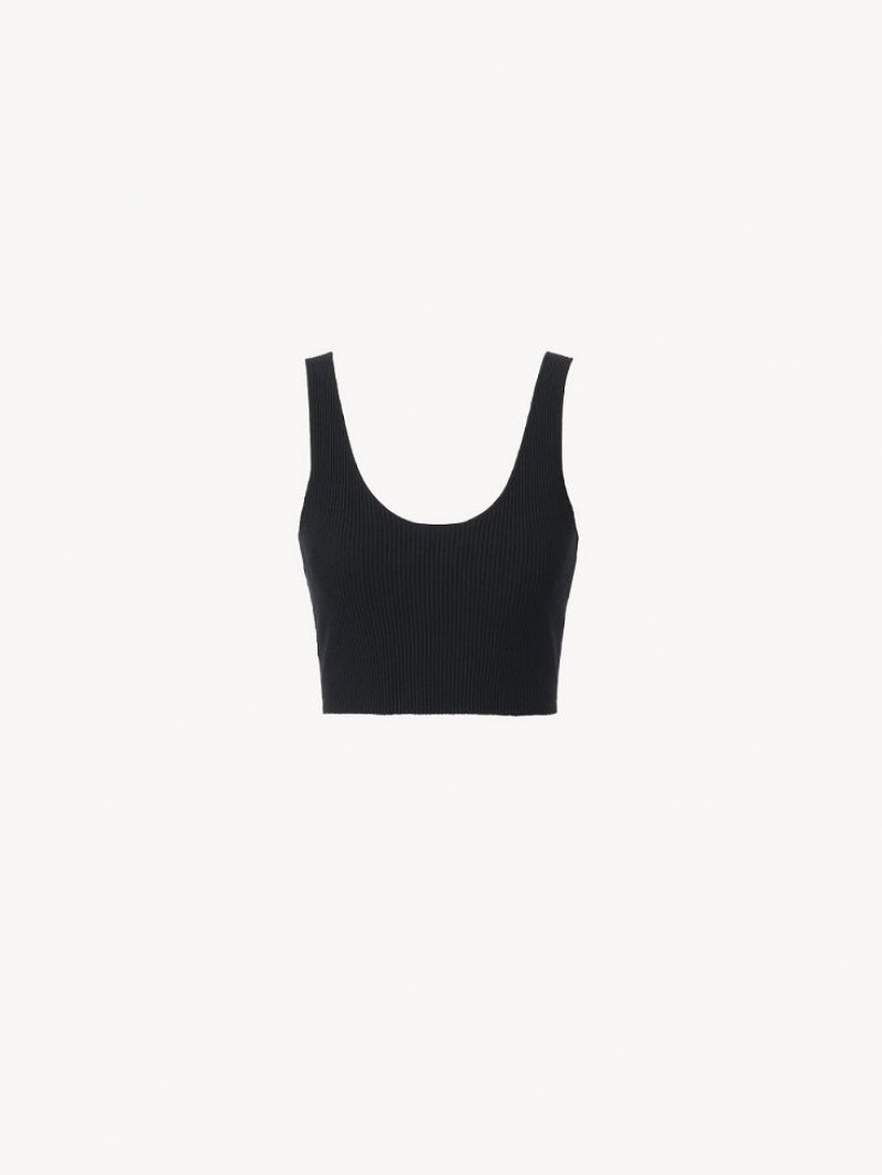 Chloe Cropped Tank Oberteile Schwarz | CHE-SR13871