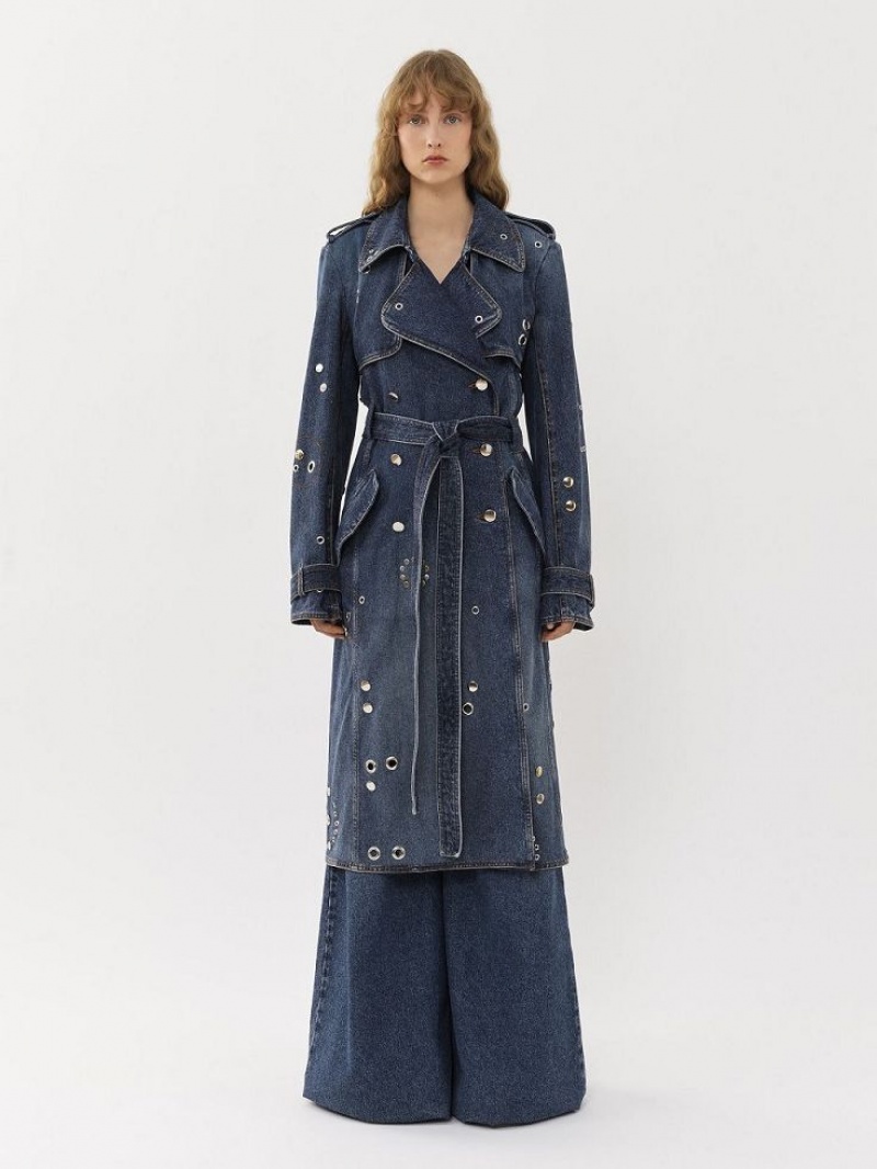 Chloe Embellished Trench Mäntel Blau | CHE-SR13792