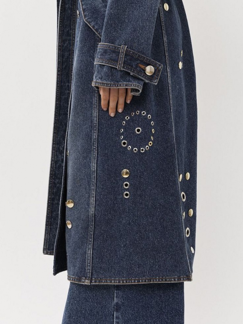 Chloe Embellished Trench Mäntel Blau | CHE-SR13792