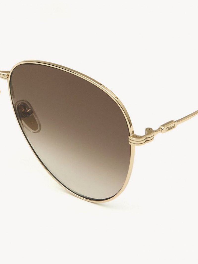 Chloe Faith Sonnenbrille Gold Braun | CHE-SR14568