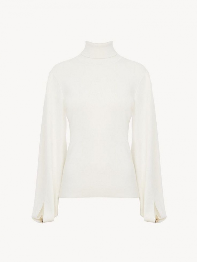 Chloe Fitted Mock-neck Strickwaren Weiß | CHE-SR13958