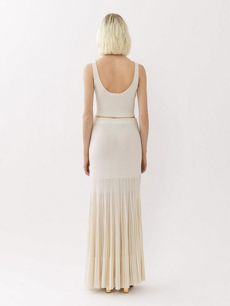 Chloe Flared Maxi Röcke Weiß | CHE-SR14075