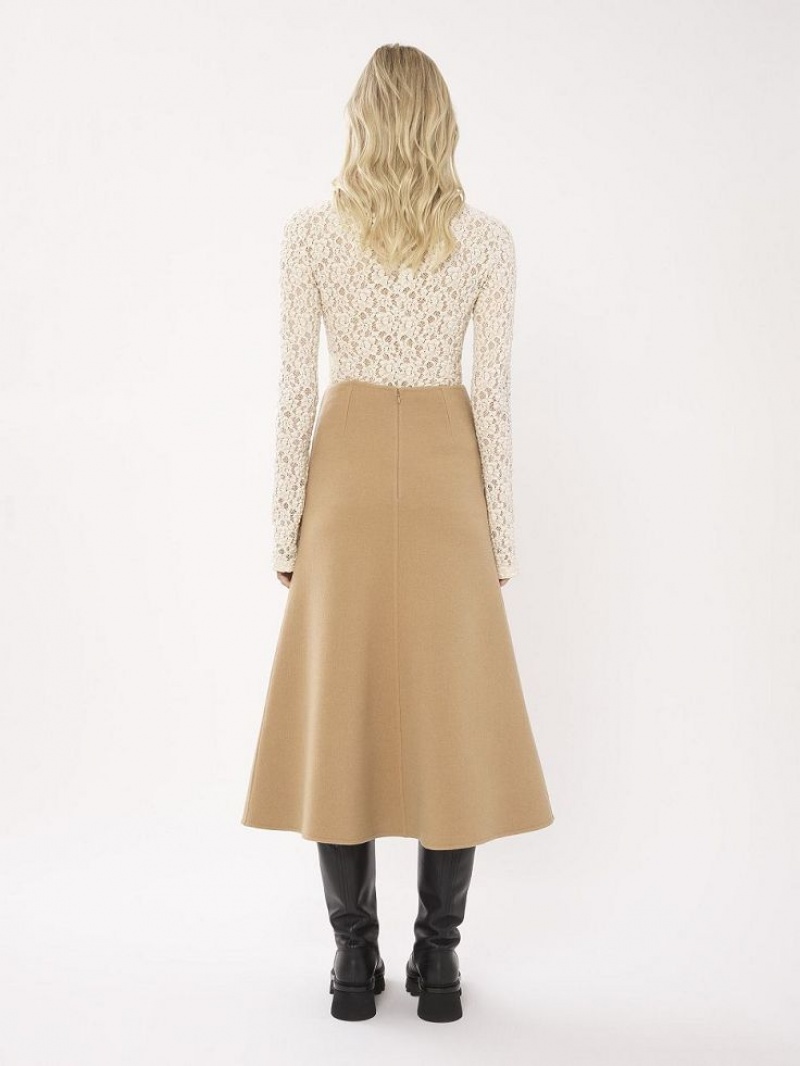 Chloe Flared Midi Röcke Beige | CHE-SR14093