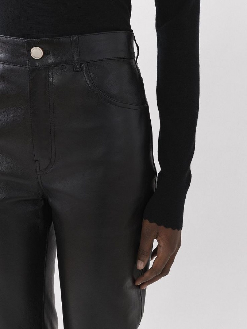 Chloe Flared Pants Leather Schwarz | CHE-SR14114