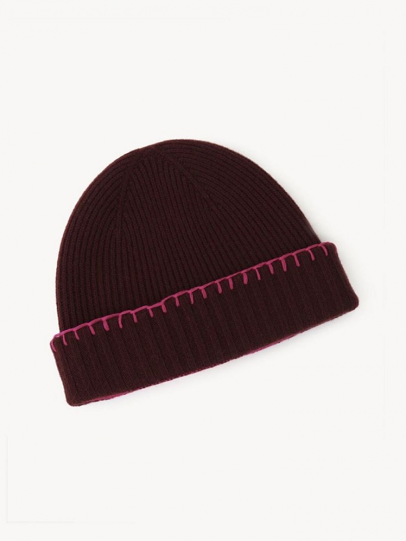 Chloe Gerippt Knit Beanie Hüte Lila Rosa | CHE-SR14472