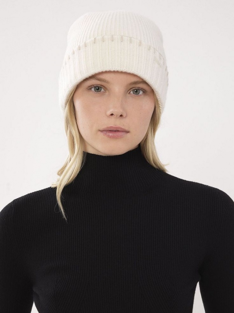 Chloe Gerippt Knit Beanie Hüte Weiß | CHE-SR14473