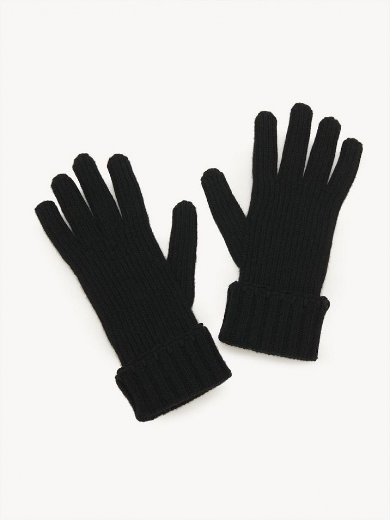 Chloe Gerippt Knit Handschuhe Schwarz | CHE-SR14488