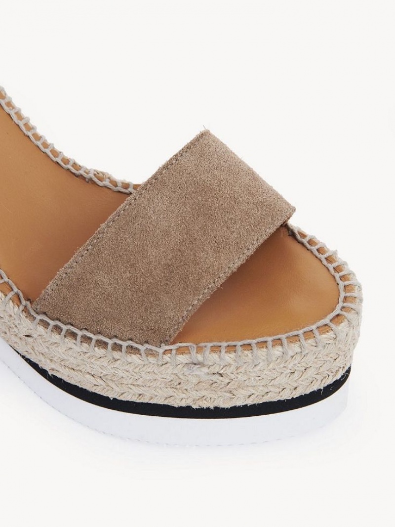 Chloe Glyn Espadrilles Wedge Khaki | CHE-SR14816