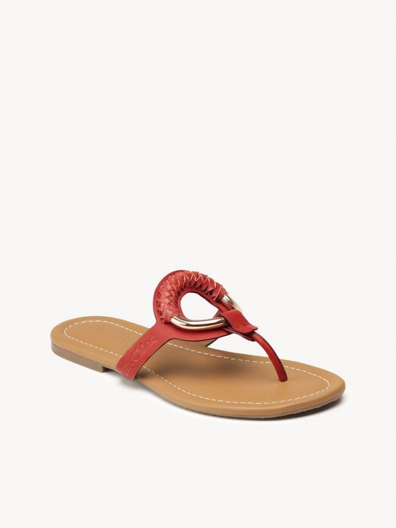 Chloe Hana Flip-flop Flache Schuhe Rot | CHE-SR14817