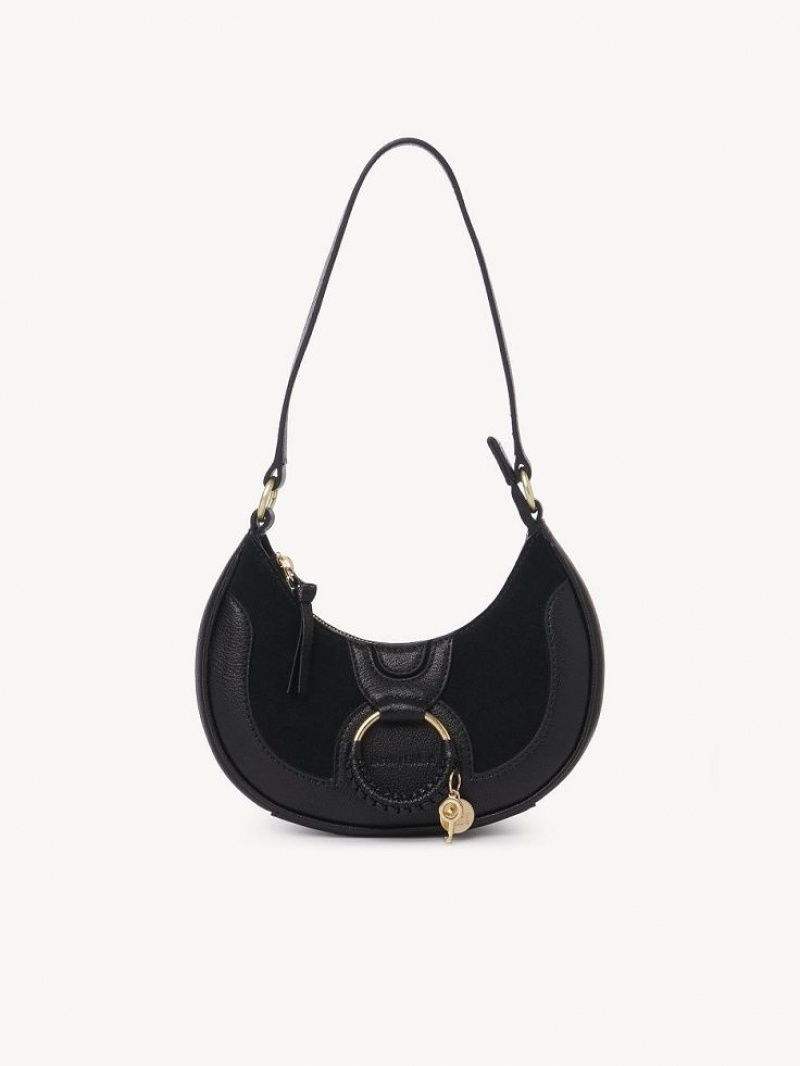 Chloe Hana Half Moon Schultertaschen Schwarz | CHE-SR14623