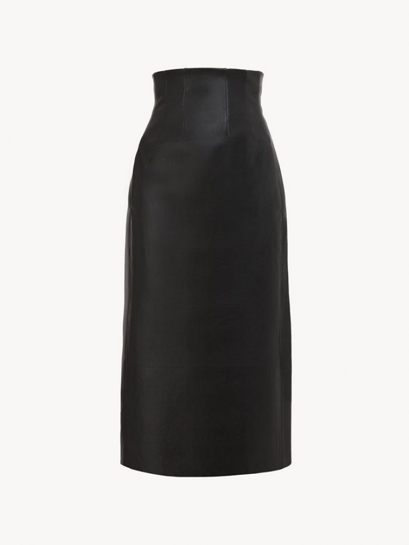 Chloe High-waisted Midi Röcke Schwarz | CHE-SR14089