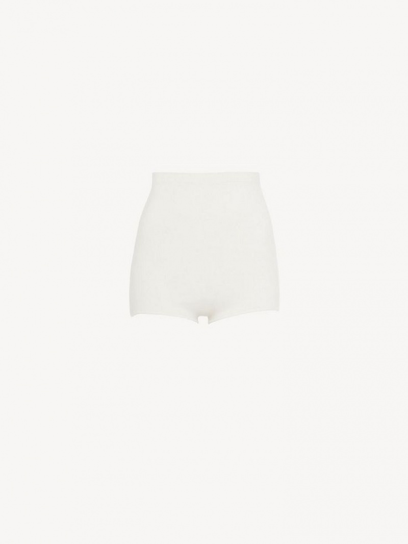 Chloe High-waisted Mini Shorts Strickwaren Weiß | CHE-SR13923