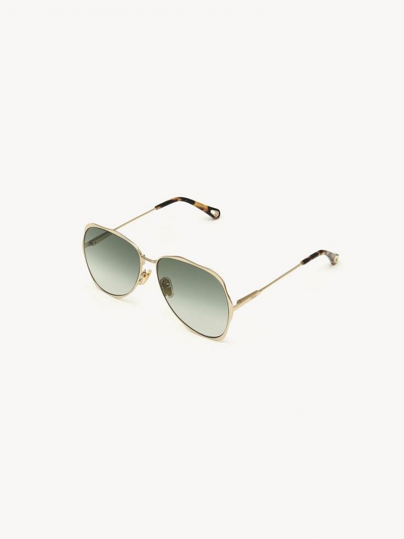 Chloe Honoré Sonnenbrille Gold Grün | CHE-SR14567