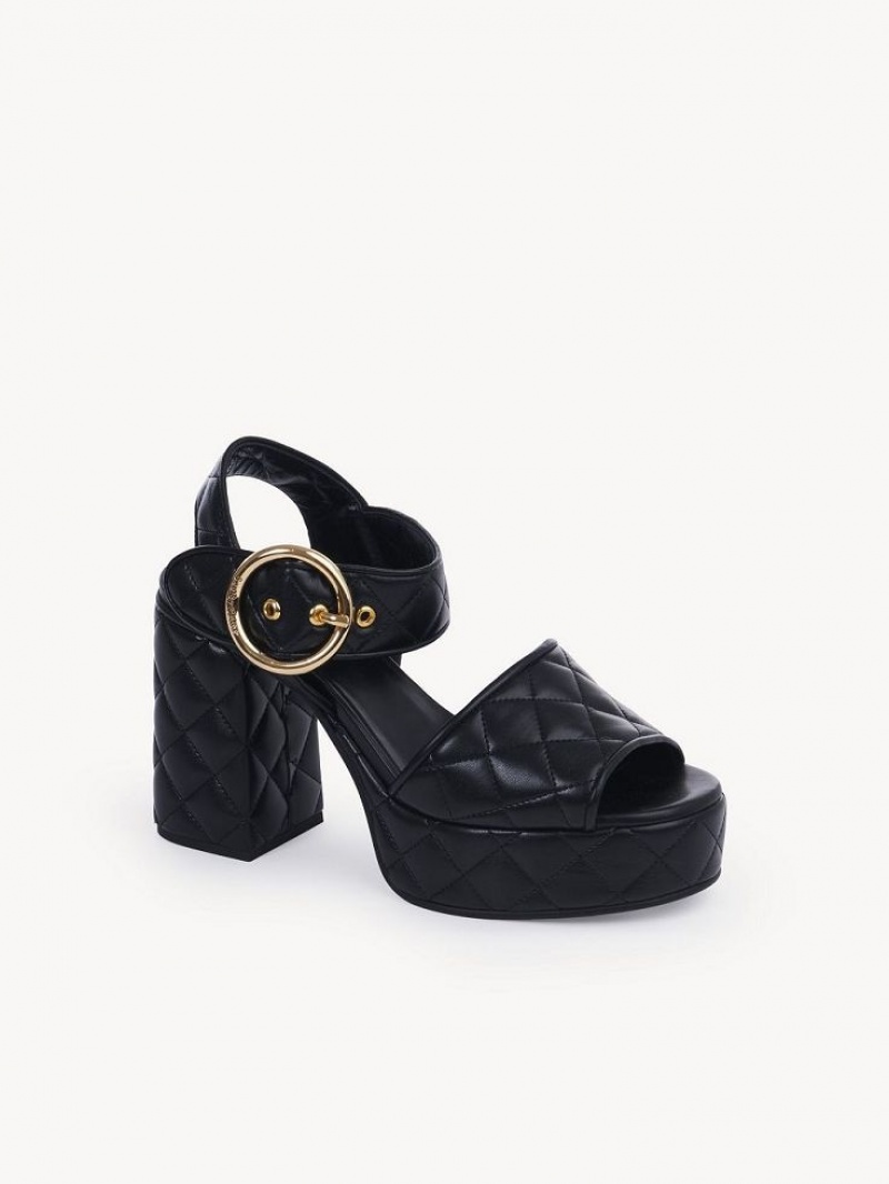 Chloe Jodie Plattform Sandalen Schwarz | CHE-SR14813