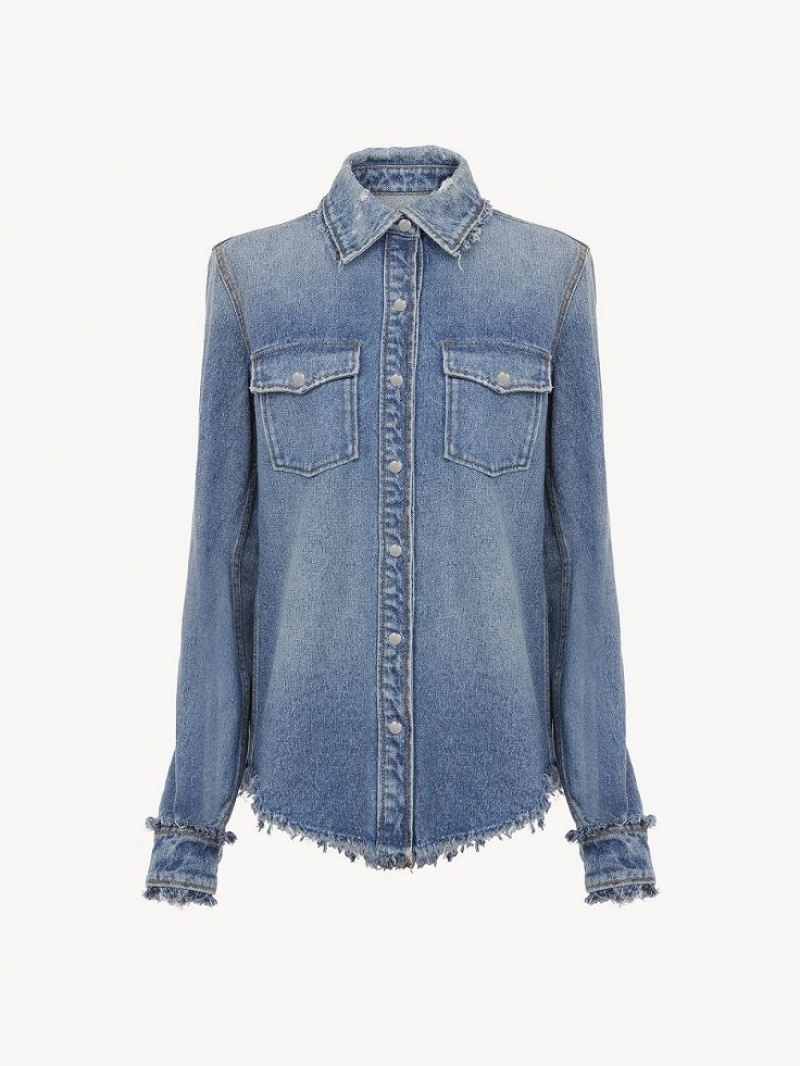 Chloe Klassische Denim Hemd Blau | CHE-SR13917