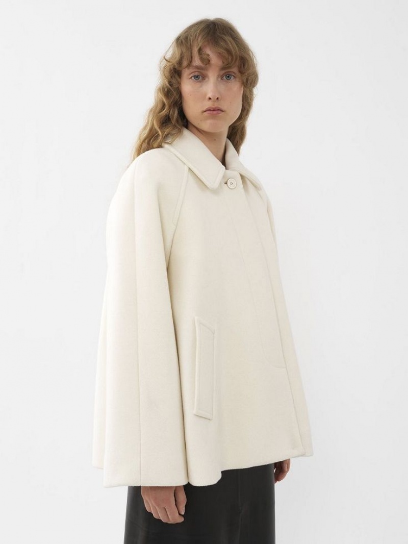 Chloe Kurzes Cape Mäntel Weiß | CHE-SR13799