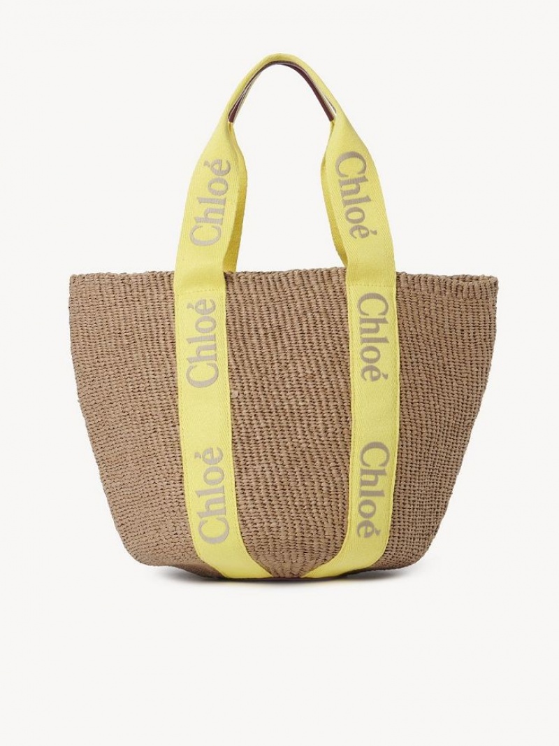 Chloe Large Woody Basket Tragetaschen Gelb Beige | CHE-SR13330