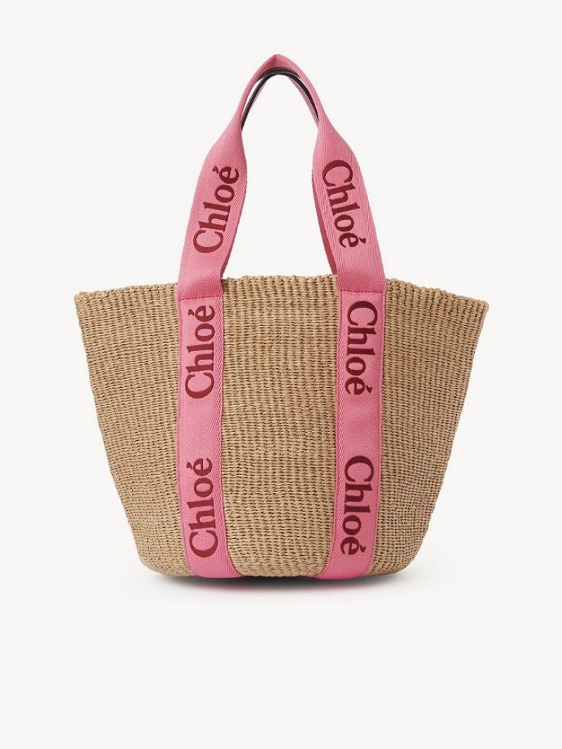 Chloe Large Woody Basket Tragetaschen Rosa Rot | CHE-SR13299