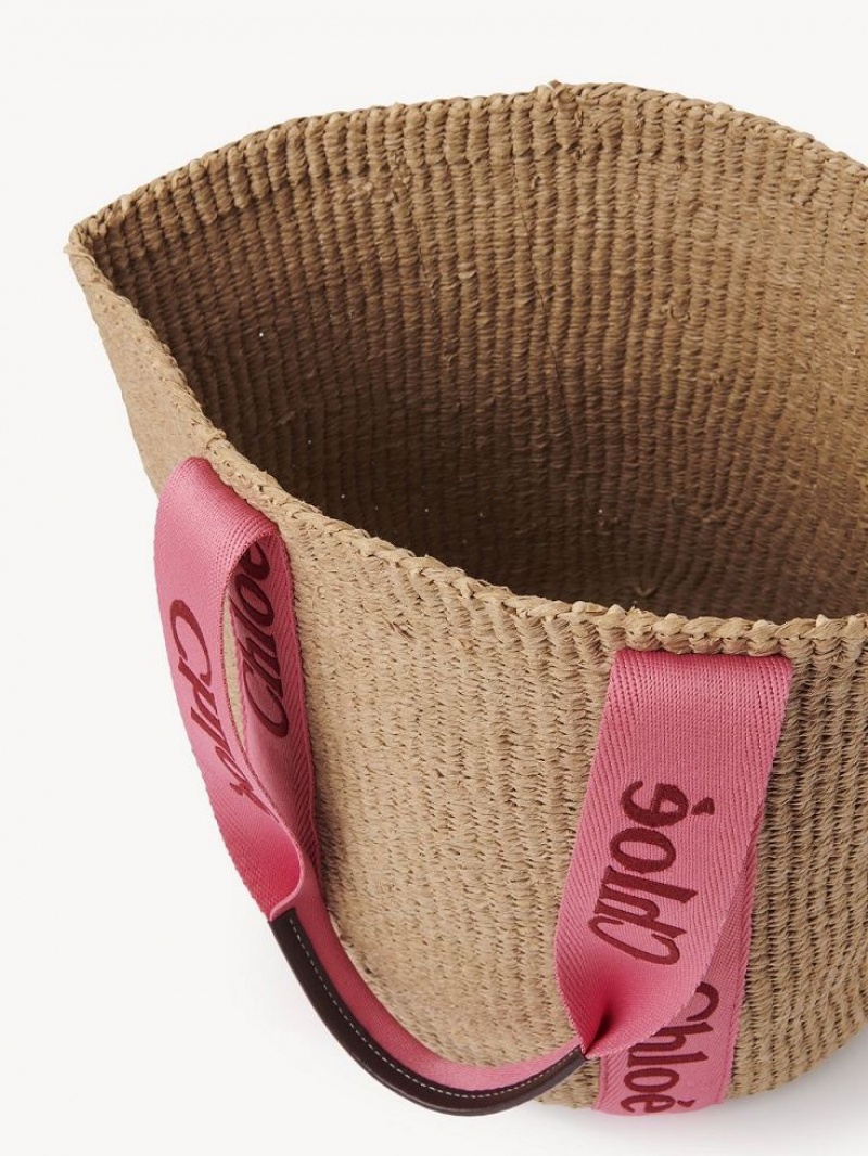 Chloe Large Woody Basket Tragetaschen Rosa Rot | CHE-SR13299