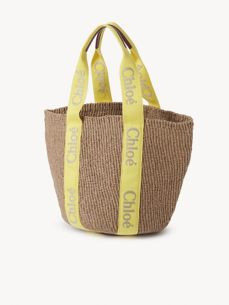 Chloe Large Woody Baskets Gelb Beige | CHE-SR13628