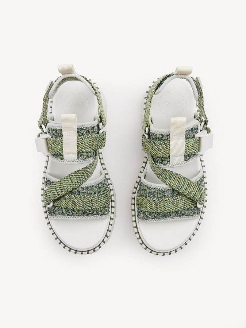 Chloe Lilli Flache Sandalen Grün | CHE-SR14176