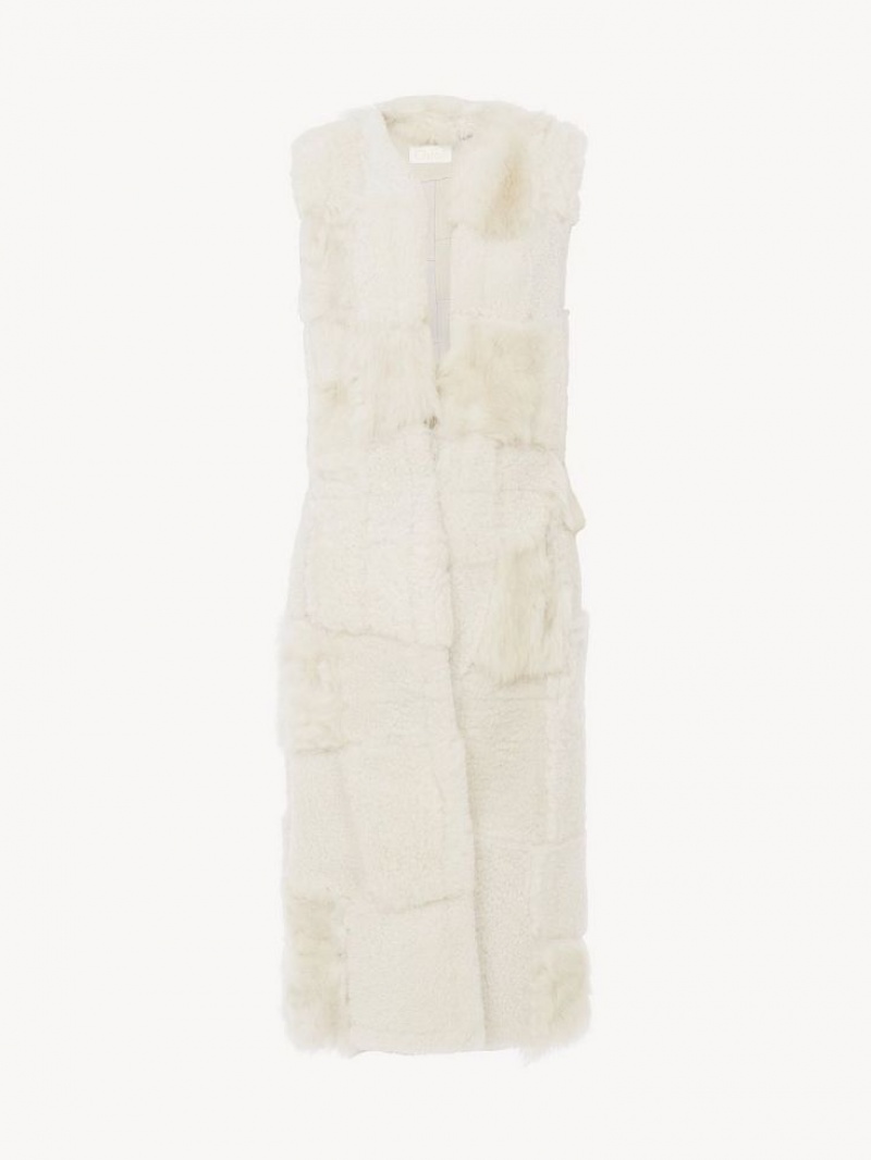 Chloe Long Gilet Jacken Weiß | CHE-SR13825