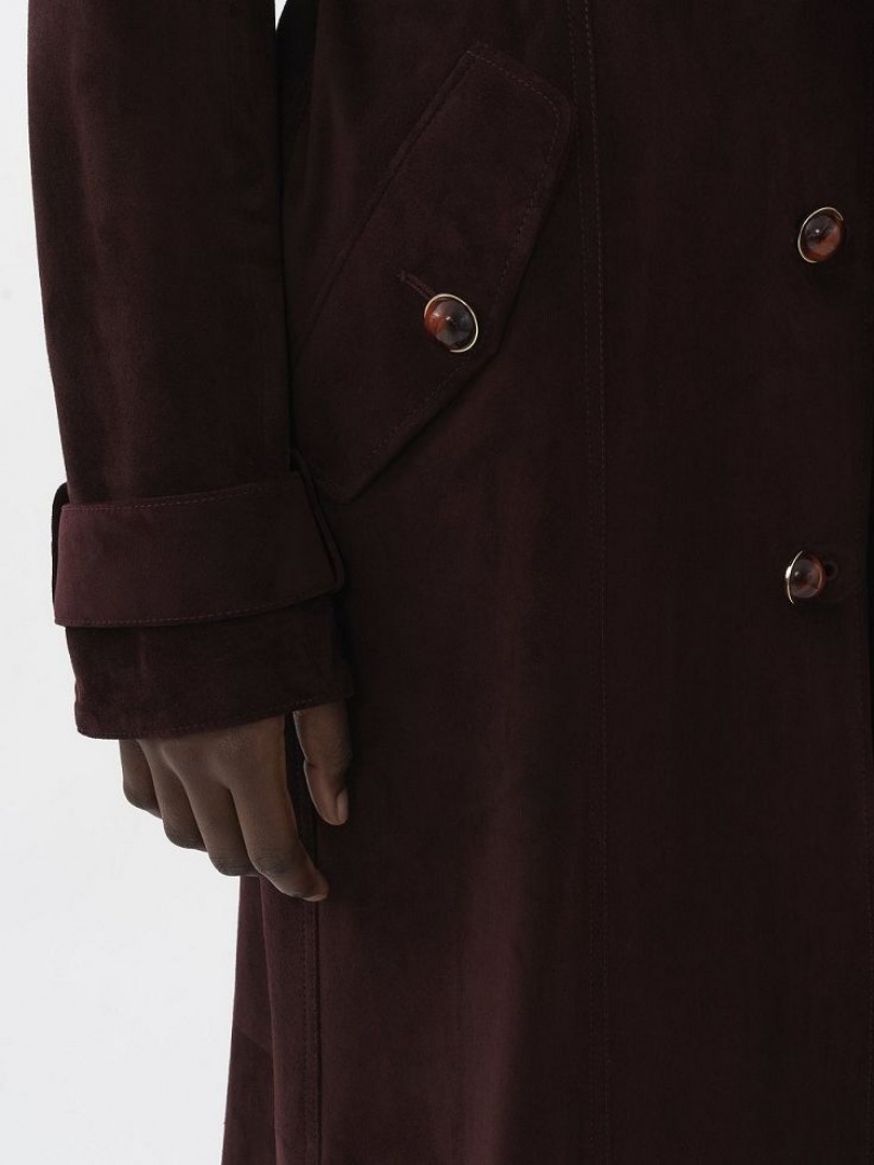 Chloe Long Trench Coat Leather Braun | CHE-SR14119